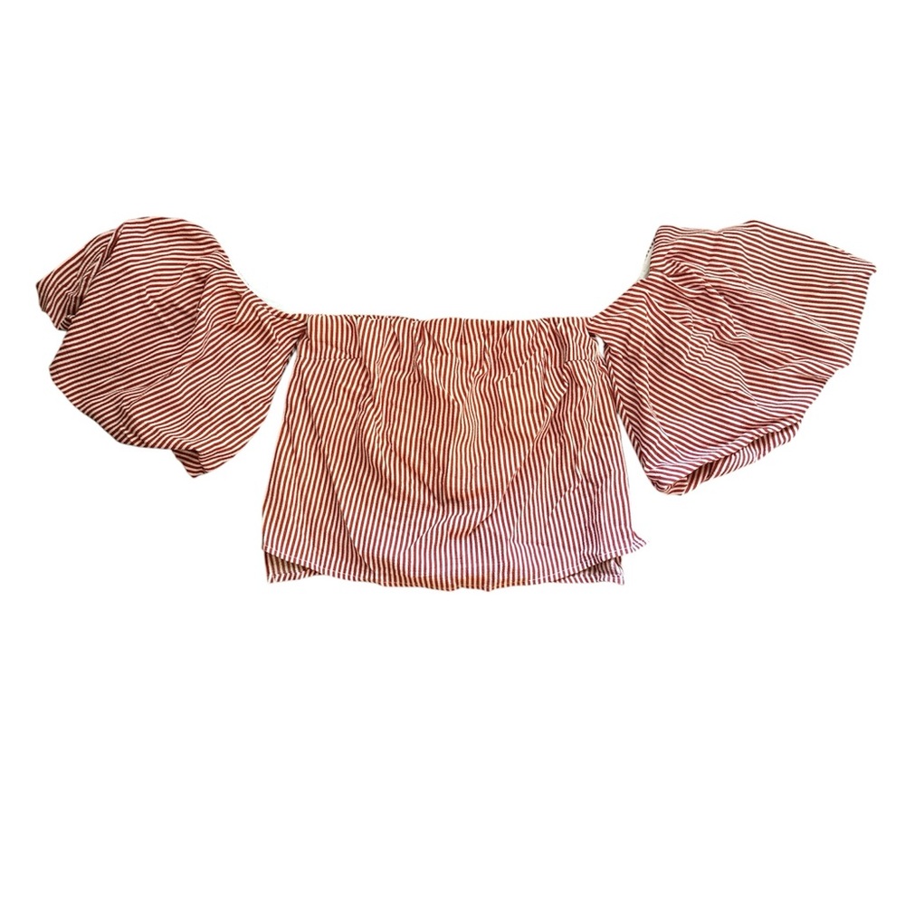 Good Luck Gem Pink Ruffled Off-the-Shoulder Crop Blouse